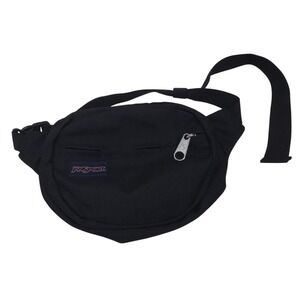 JanSport Fifth Ave Fanny Pack Black Canvas Waist Bag Adjustable Strap NWOT